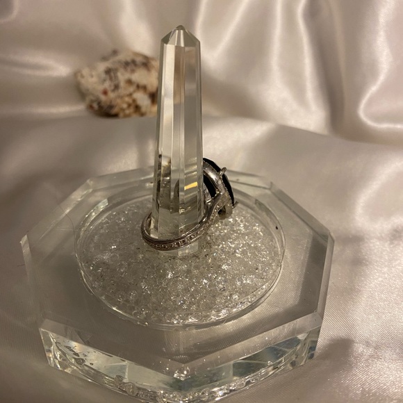 Silver Black Chunky Ring with Diamond Edges 🖤💍 - Picture 3 of 11